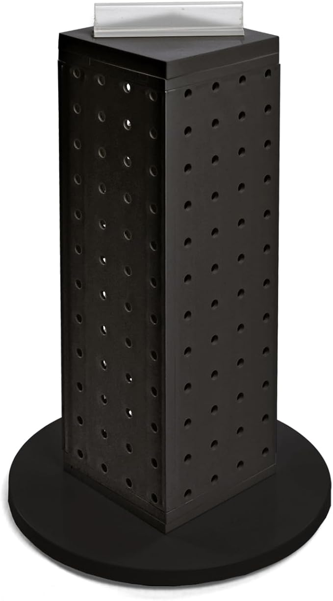 Azar 700220-BLK Pegboard 4-Sided Revolving Counter Display, Black Solid Color
