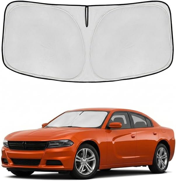 Windshield Sun Shade for Dodge Charger 2011-2023 Sunshade Front Window Shade Custom Fit Charger Accessories Sun Visor Foldable Shade Blocks UV Rays Accessories