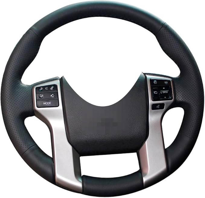 Eiseng DIY Stitch Steering Wheel Cover for Toyota Tacoma 2012-2023 / Tundra Sequoia 2010-2022 / 4Runner 2010-2024 Sew Microfiber Leather Interior Accessories (Black Thread)