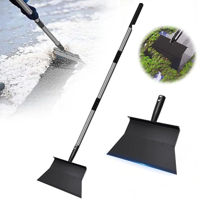 Snow Shovel for Driveway Ice Scraper, Heavy Duty Ice Chopper 53" Multifunctional Cleaning Shovel Ice Removal Tool, Wider Garden Flat Floor Scraper for Sidewalk Lawn Garden Farm Yard (2)