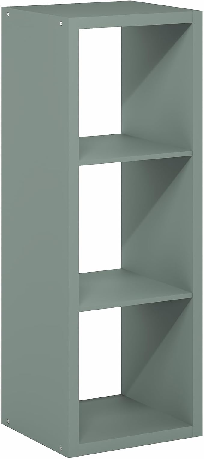 Furinno Cubicle Book Shelf, 3-Cube Bookshelf, Extra Thick Frame Horizontally & Vertically Reversible Bookcase with Open Back,