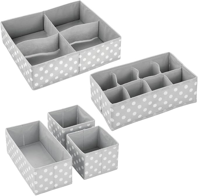 mDesign Soft Fabric Dresser Drawer/Closet Divided Storage Organizer Bins for Nursery - Holds Blankets, Bibs, Socks, Lotion, C