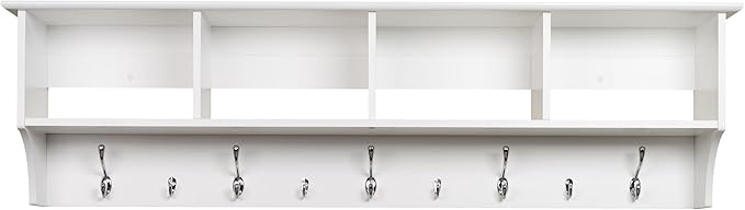 Prepac 60" Contemporary Wall Mounted Coat Rack, Coat Hooks Wall Mount with 4 Shelves, Ideal for Hallway or Entryway Storage S