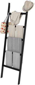 Blanket Ladder, Bamboo 5-Layer Towel Racks, Blanket Quilt Towel Holder Rack Decorative Ladder, Easy Assembly, Rustic Farmhous