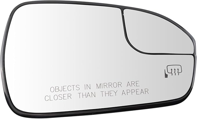 TRQ Passenger Side Mirror Glass Heated Convex Snap-On Compatible with 2013-2020 Ford Fusion FO1325170
