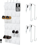 GORILLA GRIP Over the Door Shoe Organizer, 24 Extra Large Breathable Mesh Pockets, Space Saving Hanging Storage Holder, 4 Hoo