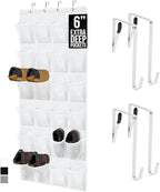 GORILLA GRIP Over the Door Shoe Organizer, 24 Extra Large Breathable Mesh Pockets, Space Saving Hanging Storage Holder, 4 Hoo