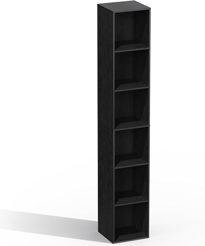 6 Cube Storage Organizer, Narrow Open Shelf Bookcase, Freestanding 6 Cube Storage Shelf, Moisture-Proof Scratch-Resistant Mel