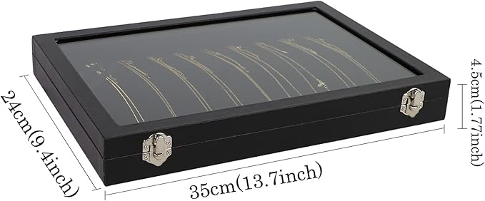Wudygirl Necklace Organizer 20 Hooks Jewelry Organizer Jewelry Display Stackable Glass Top Lockable Black Velvet Boxes(Neckla