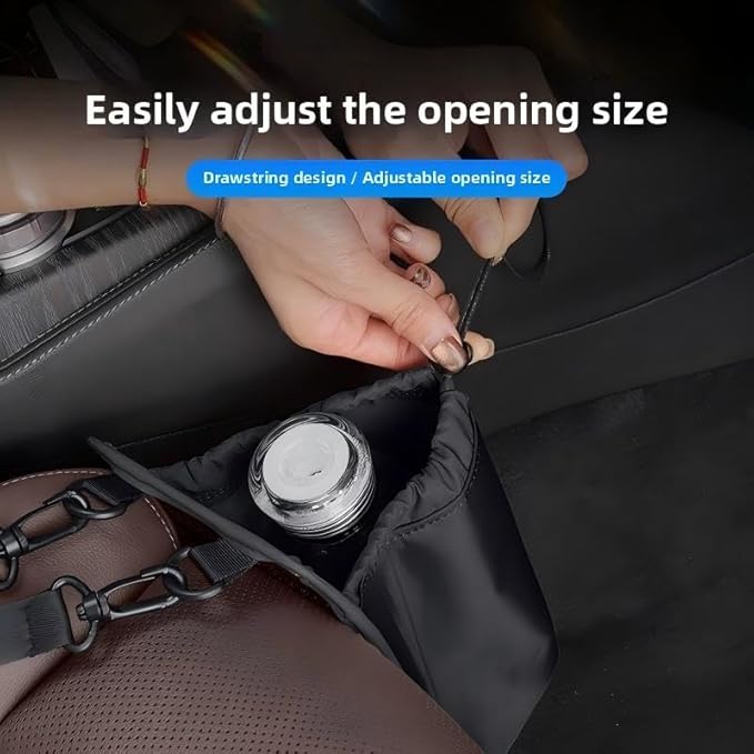 Extra Wide Car Cup Holder Expander - 5.5” Opening & 10” Deep Holds 40oz Tumblers, Soup Thermos & Umbrellas, Adjustable Drawstring Lock, Waterproof Vehicle Organizer
