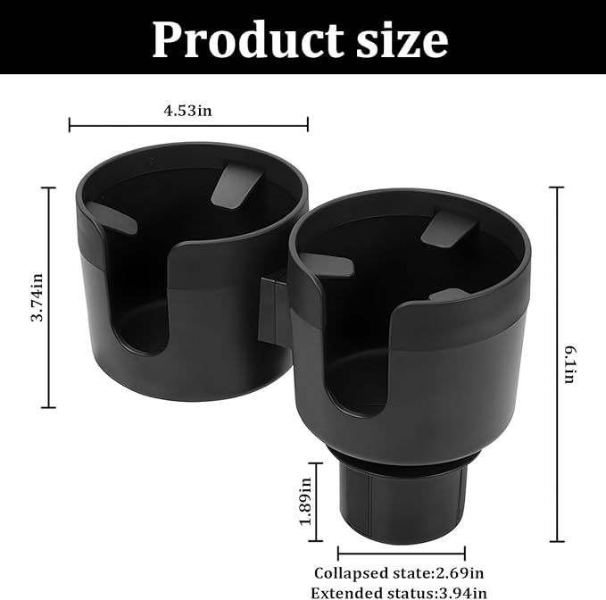 Car Cup Holder Expander, 2 in 1 Multifunctional Vehicle Dual Water Bottle Holder Adapter Extender with Adjustable Base, Autom