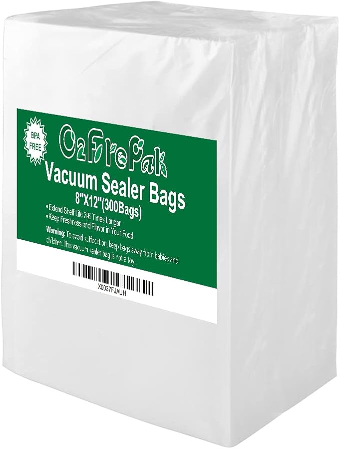 O2frepak 300 Count 8x12 Quart Vacuum Sealer Bags with BPA Free and Heavy Duty, Vacuum Seal Food Sealer Bags,Great for Food St