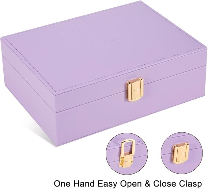 Voova Jewelry Box Organizer for Women Girls, 2 Layer Large Men Jewelry Storage Case, PU Leather Display Jewellery Holder with