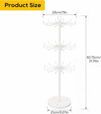 ORLESS 3 Tier Rotating Jewelry Display Stand, Keychain Display Stand with 36 Hooks, Metal Retail Display Spinning Holder for 