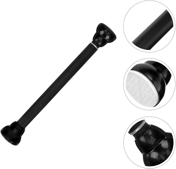 Adjustable Stainless Steel Curtain Rod No Drilling Retractable Clothes Pole for Indoor Use Rubber Ends for Smooth Surfaces Ba