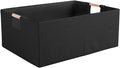 Fabric Storage Bin Box Foldable Cotton Linen Storage Basket with Wooden Handles Rectangular Cube Decorative Home Laundry Orga
