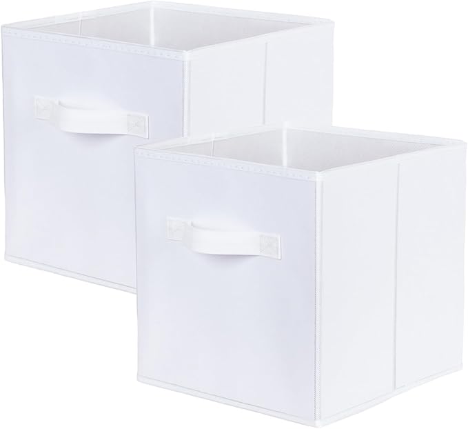 ShellKingdom Storage Bins, Foldable Fabric Storage Cubes and Cloth Organizer Drawer for Closet and Toys, 2 Pack (White)