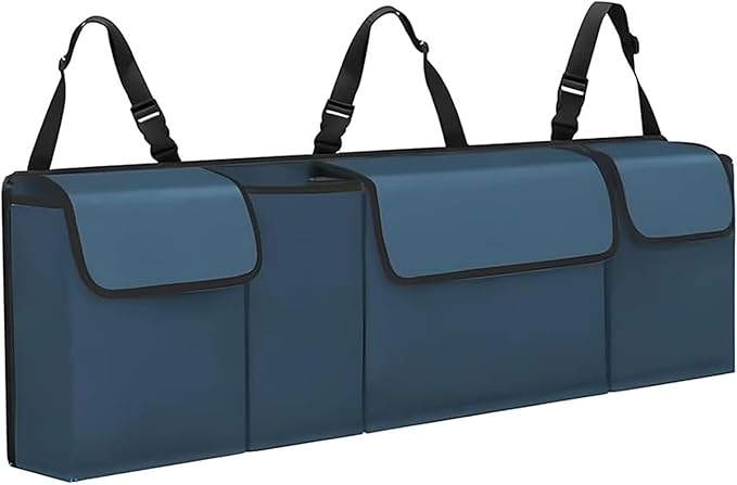 Car Trunk Organizer, Backseat Hanging Large Storage with Adjustable Straps,Waterproof PVC Collapsible Cargo Bag, Car Interior