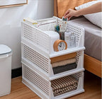 yazi Stackable Storage Bins,8 Pack Foldable Plastic Wardrobe Clothes Organizer Drawer Shelf Storage Basket Container Plastic 