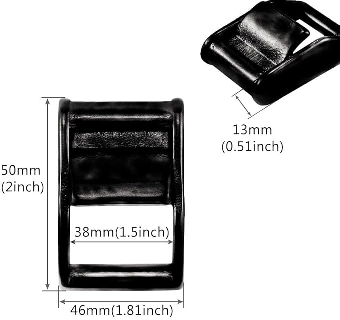 NRC&XRC 2 Pack Stainless Steel Black Lock Slider Buckles,Heavy Strap Release Buckle Adjustable Metal Buckle Fasteners (1inch 