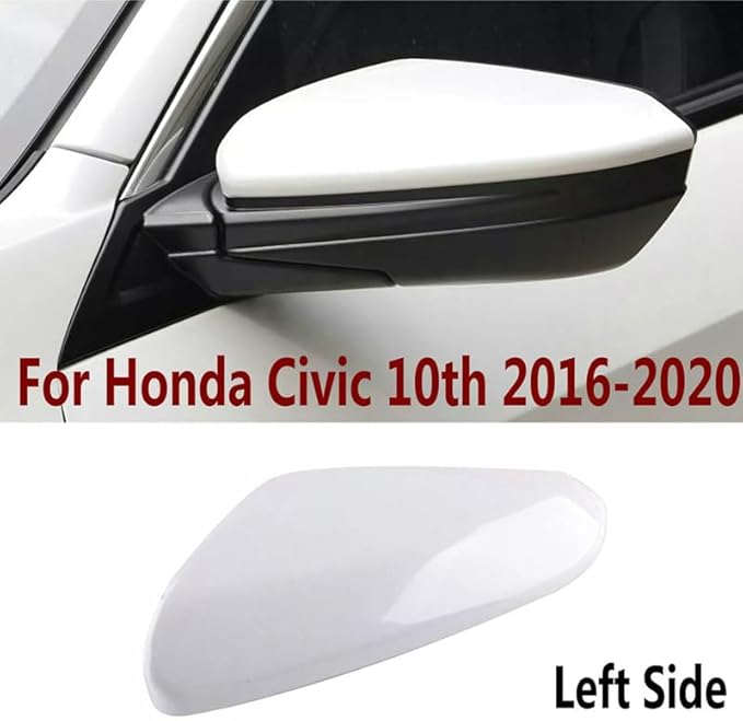 White Mirror Cap Cover For Honda Civic 2016 2017 2018 2019 2020 2021 Rearview Mirror Cap Replacement (White Left Side)