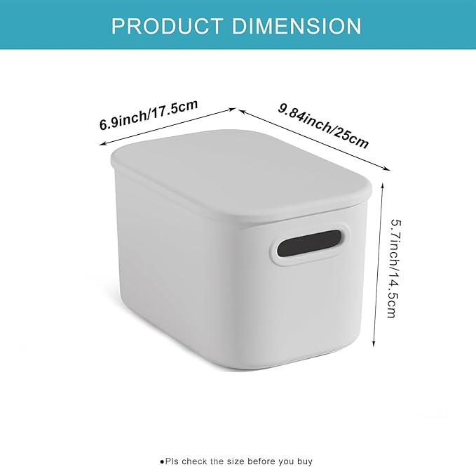 8 Pack White Storage Bins with Lids for Shelves, White Storage Containers with Lids for Organizing, Storage Box with Handle, 