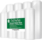 O2frepak 8 Pack 8"x20'(4Rolls) and 11"x20' (4Rolls) Rolls Vacuum Sealer Bags Rolls with BPA Free,Heavy Duty Vacuum Sealer Sto