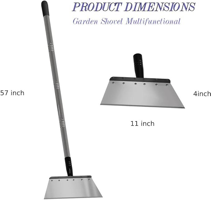 Multifunctional Garden Flat Shovel，57" Heavy Duty Stainless Steel Cleaning Tool with Adjustable Handle for Weeding, Lawn Edging, Snow/Ice Removal & Digging, Durable Outdoor Spade & Scraper