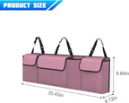 Car Trunk Organizer with Lid, Large Waterproof Vehicle Backseat Hanging Storage Bag with 4 Pockets & Adjustable Straps, Colla