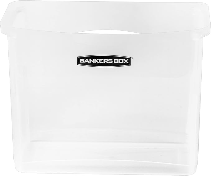 Bankers Box 1 Pack Portable Open Desktop Plastic File Storage Box with Hanging Rails, Side Handle, Organizer Bin, Letter