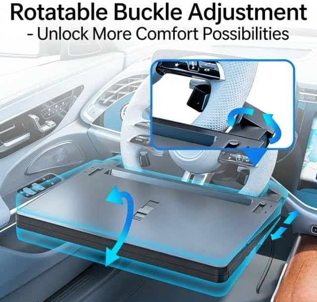 Car Steering Wheel Desk Table for Chevy Silverado 2500 HD 2025 2024 2023, Auto Desk for Work Hooks onto Most Vehicle Steering Wheels Multipurpose Travel Accessories