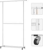 Sywhitta Double Rod Clothing Garment Rack, Rolling Clothes Organizer on Wheels for Hanging Clothes, Easy to Assemble, Adjusta