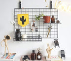 ANZOME Wire Wall Basket, Grid Basket with Hooks, Wall Mounted Organizer for Wall Grid, Kitchen Organizer, Wire Storage Shelf 