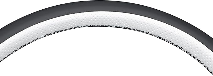 MEWANT Hand Stitched Steering Wheel Cover for Chevy Silverado 1500 2003-2006 Trailblazer White Black Faux Leather Wrap