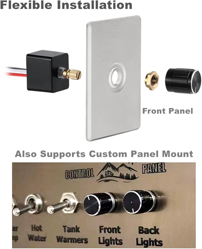 Acegoo 12V Dimmer Switch, RV Light Dimmer High Side PWM Dimming Switch for Boat Camper Trailer Van Truck Cars, Works with LED Light Fixture, Halogen, Incandescent, Strip Lights