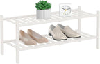 RONGJlA 2 Tier Bamboo Shoe Rack for Closet Free Standing Wood Shoe Shelf Storage Organizer for Entryway Small Space Stackable