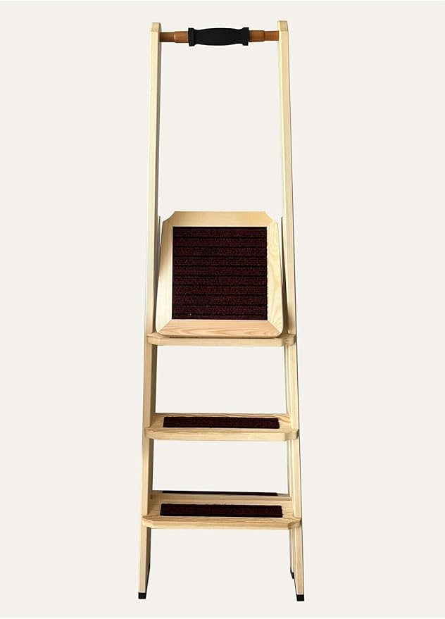 Rustic Wooden Ladder Decorative Blanket Ladder Beige Farmhouse Style Towel Rack Home Decor - Beige