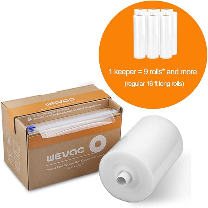 Wevac 11” x 150’ Food Vacuum Seal Roll Keeper with Cutter, Ideal Vacuum Sealer Bags for Food Saver, BPA Free, Commercial Grad