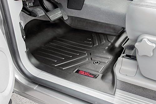 Rough Country All Weather Front Floor Mats for Chevy Silverado & GMC Sierra 1500/2500HD/3500HD (2007-2013) - Non-Slip Waterproof Flexible Floor Armor