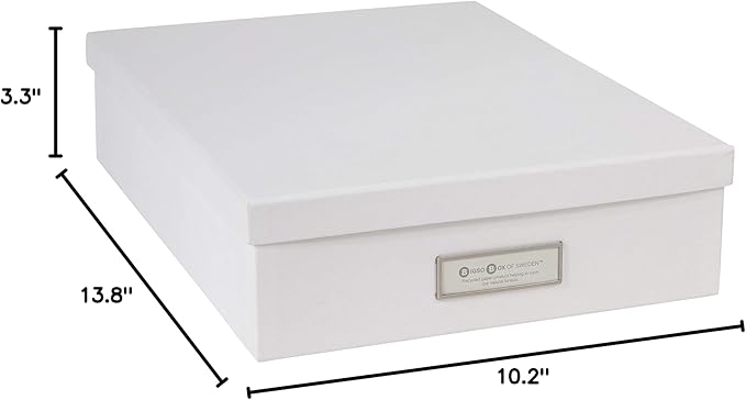 Bigso Oskar Fiberboard Label Frame Document Letter Box - File Organizer Box for Important Paperwork - Durable Document Storag