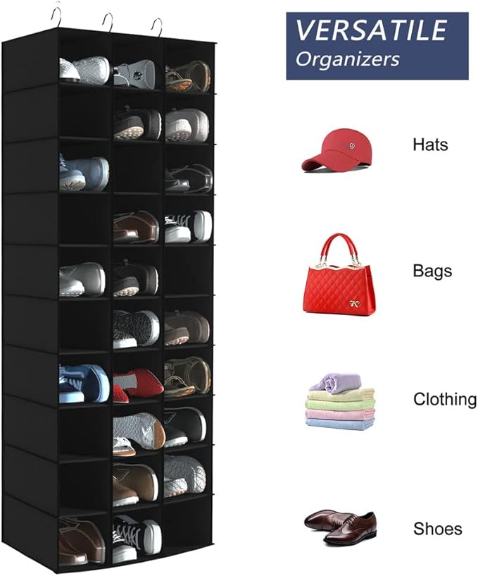 coastal rose Hanging Shoe Organizer for Closet, 30 Sections Hanging Closet Organizers and Storage Shelves, Space Saving Hangi