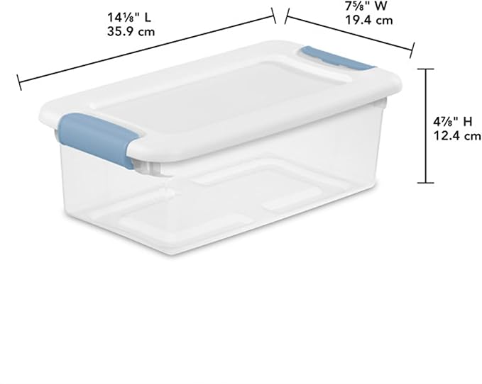 Sterilite 12-Pack Latching Box, Under Bed Storage Bins with Lids, Clear Plastic, 6 Quart - Heavy-Duty Organizing Containers f