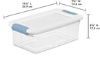Sterilite 12-Pack Latching Box, Under Bed Storage Bins with Lids, Clear Plastic, 6 Quart - Heavy-Duty Organizing Containers f