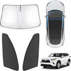 Karltys 3PCS Windshield Sun Shade for 2020-2025 2026 Toyota Highlander, Front and Side Window Sunshade Custom Fit Highlander, Foldable Sun Visor Protector Blocks Heat Harmful UV Rays