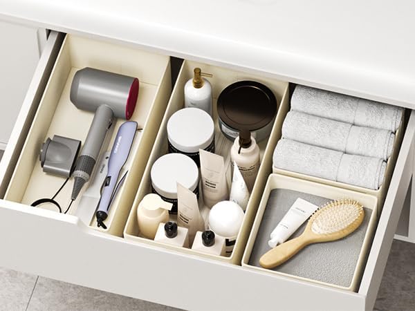 DIMJ Drawer Organizers Clothes, Set of 14 Dresser Organizer Bins, Fabric Closet Organizers and Storage, Shallow Drawer Divide