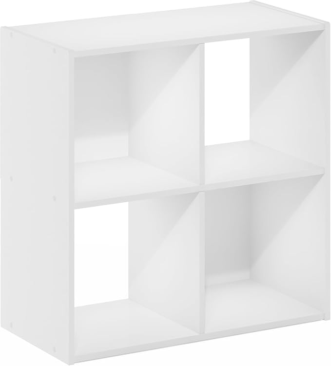 Furinno PELLI Book Shelf, 4 Cube Bookshelf with Open Back & Closed Back Cubes, 2 x 2 Storage Organizer Cabinet, 11.6 x 24.2 x