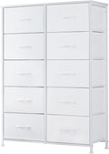 DUMOS Dresser for Bedroom, 10 Storage Drawers, Wide Fabric Closet Chests Organizer Tower Furniture with Wooden Top Metal Fram