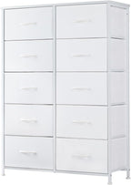 DUMOS Dresser for Bedroom, 10 Storage Drawers, Wide Fabric Closet Chests Organizer Tower Furniture with Wooden Top Metal Fram