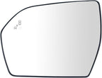 TRQ Driver Side Mirror Glass Heated Blind Spot with Backing Plate For Factory Equipped Mirrors Compatible with 2018 Ford Expe