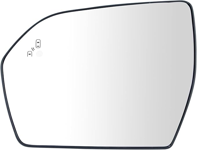 TRQ Driver Side Mirror Glass Heated Blind Spot with Backing Plate For Factory Equipped Mirrors Compatible with 2018 Ford Expe